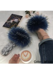 Square Toe Slippers Luxury Summer Fluffy Slippers Women Real Fur Slides Shoes Indoor Home Outdoor House 36 37 38 39 40 41 42 43