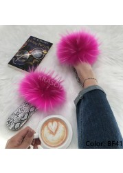 Square Toe Slippers Luxury Summer Fluffy Slippers Women Real Fur Slides Shoes Indoor Home Outdoor House 36 37 38 39 40 41 42 43