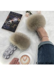 Square Toe Slippers Luxury Summer Fluffy Slippers Women Real Fur Slides Shoes Indoor Home Outdoor House 36 37 38 39 40 41 42 43