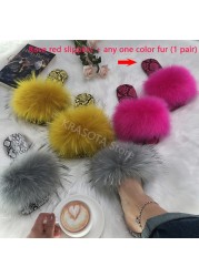 Square Toe Slippers Luxury Summer Fluffy Slippers Women Real Fur Slides Shoes Indoor Home Outdoor House 36 37 38 39 40 41 42 43