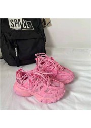 Stylish Brand Design Women Sneakers Cute Pink Chunky Shoes Ladies Breathable Mesh Trainers Women Lightweight White Sneakers