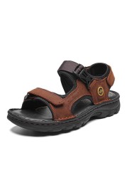 genuine leather men sandals summer men beach sandalias man fashion slippers outdoor casual handmade sandals male plus size 38-48
