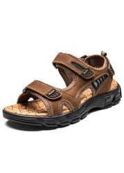 Classic Brand Men Sandals Summer Genuine Leather Sandals Men Outdoor Casual Sandal Lightweight Fashion Men Sneakers Size 38-46