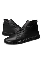 Men's Genuine Leather Casual Shoes Fashion Designers Flats Black Sneaker High Quality Minimalist Shoes For Men Vulcanized Shoes