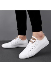 Men's Genuine Leather Casual Shoes Fashion Designers Flats Black Sneaker High Quality Minimalist Shoes For Men Vulcanized Shoes