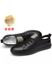 Men's Genuine Leather Casual Shoes Fashion Designers Flats Black Sneaker High Quality Minimalist Shoes For Men Vulcanized Shoes