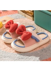 EVA Cartoon Thick Sole Women Men Slippers Breathable Cotton Blend Soft Home Floor Shoes Fashion Indoor Couple Slippers