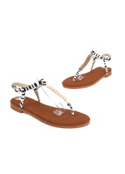 Flat shoes clip toe women sandal 2022 retro round head breathable beach in summer plus size sapatilha feminina