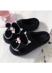 Winter Warm Slippers Polyester Cotton Women Home Shoes Lovely Non-slip Indoor Slides Corduroy Couple Slippers Women's Shoes