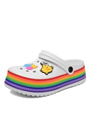 summer women platform clogs rainbow garden sandals cartoon fruit slippers slip on for girl beach shoes outdoor fashion slides