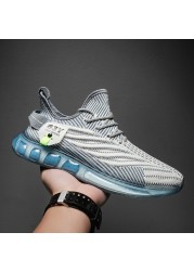 Spring men's sports shoes breathable mesh lightweight fly knit casual shoes fashion tennis shoes trend walking shoes