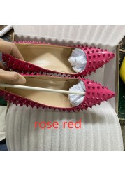 Yellow Color Rivets Women Pointed Toe Stiletto High Heels Size 33-45 Punk Rivets Slip On Sex Pumps