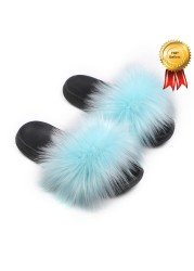 2022 New Summer Slippers Women Fuzzy Slides Fluffy Faux Fur Slippers Flat Furry Sandal Fashion Fur Flip Flop Amazing Woman Shoes