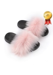 2022 New Summer Slippers Women Fuzzy Slides Fluffy Faux Fur Slippers Flat Furry Sandal Fashion Fur Flip Flop Amazing Woman Shoes