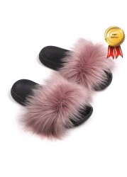 2022 New Summer Slippers Women Fuzzy Slides Fluffy Faux Fur Slippers Flat Furry Sandal Fashion Fur Flip Flop Amazing Woman Shoes