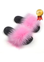 2022 New Summer Slippers Women Fuzzy Slides Fluffy Faux Fur Slippers Flat Furry Sandal Fashion Fur Flip Flop Amazing Woman Shoes