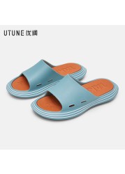 UTUNE Outdoor Women Summer Shoes Runway Slippers Outside EVA Men Beach Slides Soft Thick Sole Non-slip Sandals Indoor Bathroom