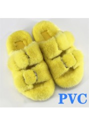 100% Genuine Mink Fur European Luxury Slippers Winter Indoor Slippers Women Slippers Women Slippers