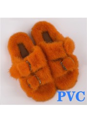 100% Genuine Mink Fur European Luxury Slippers Winter Indoor Slippers Women Slippers Women Slippers