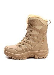 High Quality Winter Leather Women Boots Plush Warm Snow Boots Waterproof Outdoor Sneakers