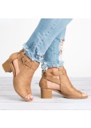 Women Wooden Sandals 2022 Summer New Solid Color High Heels Open Toe Strap Buckle Casual Female Fashion Sandalias De Mujer