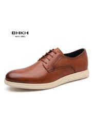 BHKH 2022 leather men casual shoes smart business office work lace-up light dress men shoes