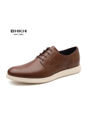 BHKH 2022 leather men casual shoes smart business office work lace-up light dress men shoes