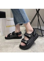 Women's Faux Leather Skirt Female Sandals 2020 Summer Fashion Sports Joker Flats For Women Ins Rome Platform Sandals Women