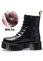 Ankle Boots Women 2021 New Winter Chunky Platform Boots Thick Bottom Punk Genuine Leather Motorcycle Botas Women Shoes Plus Size