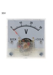 91C4 DC Voltmeter Analog Panel Voltage Meter Mechanical Pointer Type 3/5/10/15/20/30/50/100/150/250V E1PD