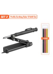 4 Modes Profile Scratch Ruler Adjustable Tool Scril Woodworking Contour Gauge With Deep Hole Pencil DIY Household Set