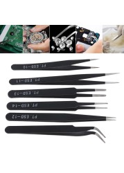 9pcs ESD Stainless Steel Tweezers Set Anti-static Stainless Steel Tweezers for Jewelry Craft Electronics Lab Phone Repair