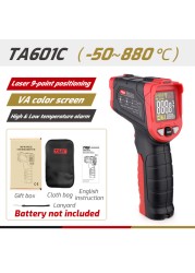 TASI TA601A/B/C ميزان الحرارة الرقمي بالأشعة تحت الحمراء لتحديد المواقع بالليزر مقياس الحرارة VA لون LCD ضوء إنذار عدم الاتصال Termometro