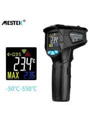 Mestek IR01 Series Digital Infrared Thermometer -50~380/550/800 Degree Non Contact Thermometer Gun Thermometer with Color Display