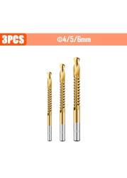 3/4/5/6pcs Cobalt Drill Bit Spiral Screw Metric Composite Tap Drill Bits Drill Polishing Woodworking HSS Twist Drilling Tools