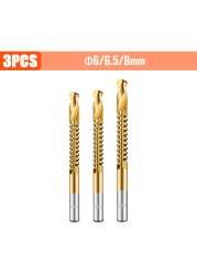 3/4/5/6pcs Cobalt Drill Bit Spiral Screw Metric Composite Tap Drill Bits Drill Polishing Woodworking HSS Twist Drilling Tools