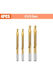 3/4/5/6pcs Cobalt Drill Bit Spiral Screw Metric Composite Tap Drill Bits Drill Polishing Woodworking HSS Twist Drilling Tools