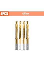 3/4/5/6pcs Cobalt Drill Bit Spiral Screw Metric Composite Tap Drill Bits Drill Polishing Woodworking HSS Twist Drilling Tools