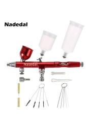 Dual Action Airbrush Red/Gold Gravity Feed 0.3mm Nozzle Cake Decorating Spray Gun Manicure Brushes With Wrench