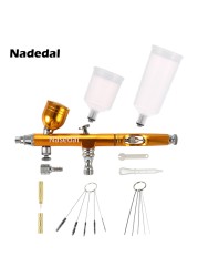 Dual Action Airbrush Red/Gold Gravity Feed 0.3mm Nozzle Cake Decorating Spray Gun Manicure Brushes With Wrench