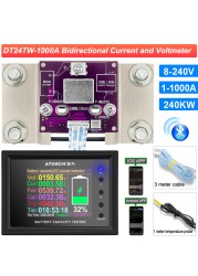 DC 8-240V 100A 200A 300A 400A 500A 600A 1000A Battery Tester Voltage Current RVS Meter Battery Coulomb Capacity Indicator