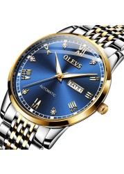 New OLEVS Men's Mechanical Watch Switzerland Wristwatch Business Men Waterproof Steel Strap Automatic Mechanical Watches Gift