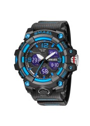 Sports Watch Military Watch Men Alarm Watch Stopwatch LED Backlight Digital Dual Time Display 8008 Men's Watches Waterproof