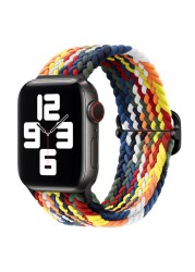 Braided Solo Loop Ring for Apple Watch 44mm 40mm 42mm 38mm Elastic Nylon Fabric Bracelet for iWatch 3 4 5 SE 6 Adjustable Buckle