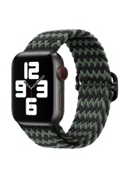 Braided Solo Loop Ring for Apple Watch 44mm 40mm 42mm 38mm Elastic Nylon Fabric Bracelet for iWatch 3 4 5 SE 6 Adjustable Buckle