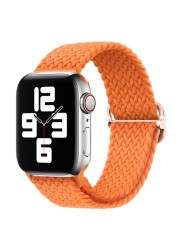 Braided Solo Loop Ring for Apple Watch 44mm 40mm 42mm 38mm Elastic Nylon Fabric Bracelet for iWatch 3 4 5 SE 6 Adjustable Buckle