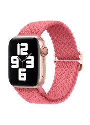 Braided Solo Loop Ring for Apple Watch 44mm 40mm 42mm 38mm Elastic Nylon Fabric Bracelet for iWatch 3 4 5 SE 6 Adjustable Buckle