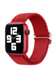 Braided Solo Loop Ring for Apple Watch 44mm 40mm 42mm 38mm Elastic Nylon Fabric Bracelet for iWatch 3 4 5 SE 6 Adjustable Buckle