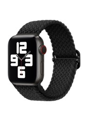 Braided Solo Loop Ring for Apple Watch 44mm 40mm 42mm 38mm Elastic Nylon Fabric Bracelet for iWatch 3 4 5 SE 6 Adjustable Buckle