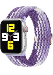 Braided Solo Loop Ring for Apple Watch 44mm 40mm 42mm 38mm Elastic Nylon Fabric Bracelet for iWatch 3 4 5 SE 6 Adjustable Buckle